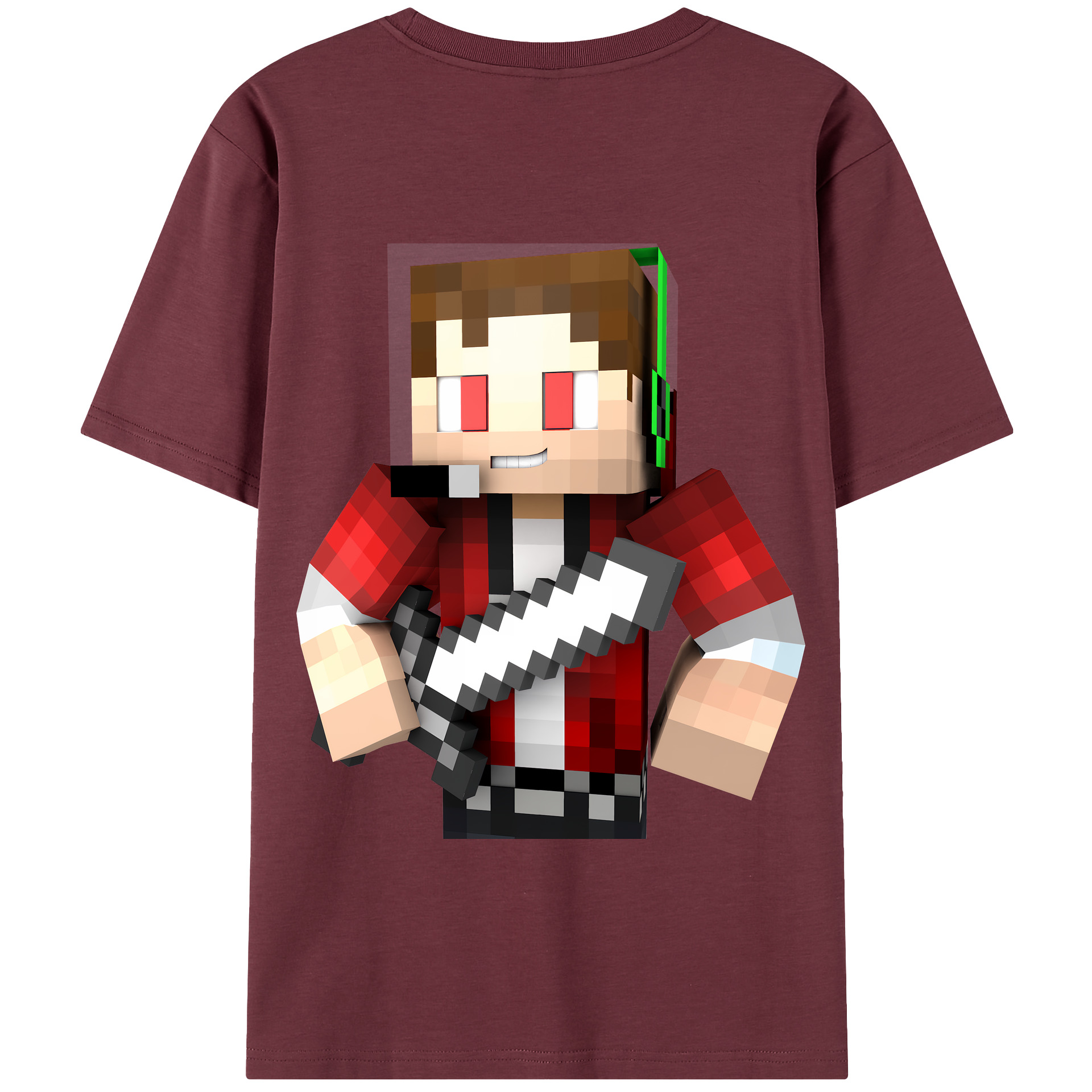 （画像用） マインクラフト ブロックの世界 Minecraft MC Block world 綿100％半袖Tシャツ（背面プリント）